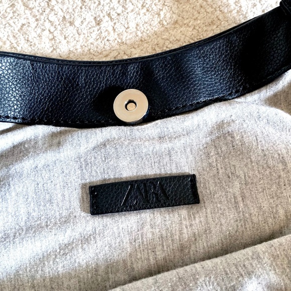 ZARA TRF Black Vegan Leather Hobo Shoulder Bag - Picture 7 of 10